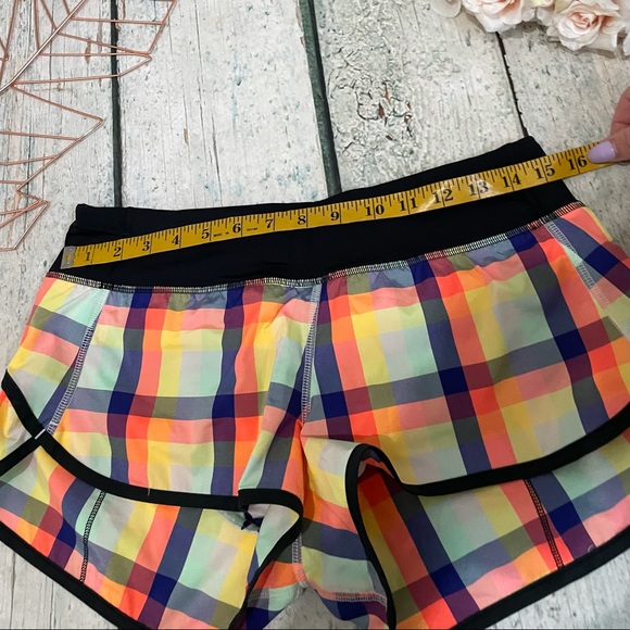 Lululemon 6 seawheeze 2013 speed shorts wee wheezy entry plaid check blue orange - Picture 5 of 8